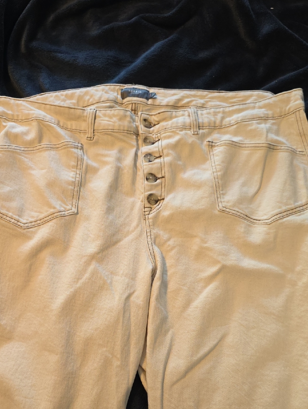 Torrid Beige High-Waist Button Jeans